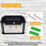 Set 6 Lămpi Solare cu Senzor de Mișcare, 38W, 600lm, Iluminare Exterior, IP65 - imagine 6