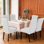 Set 6 huse elastice pentru scaune cu spătar, Alb - imagine 3