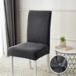 Set 6 huse elastice pentru scaune cu spătar, Gri inchis