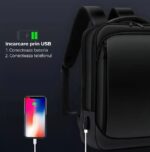Rucsac Ghiozdan Smart cu Display LED, WiFi, impremeabil, Aplicatie Dedicata iOS/Android, Port USB Extern, Negru - imagine 6