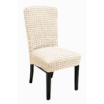 Set 6x Huse elastice universale pentru scaune – Material rezistent, lavabil, montare rapidă, Crem